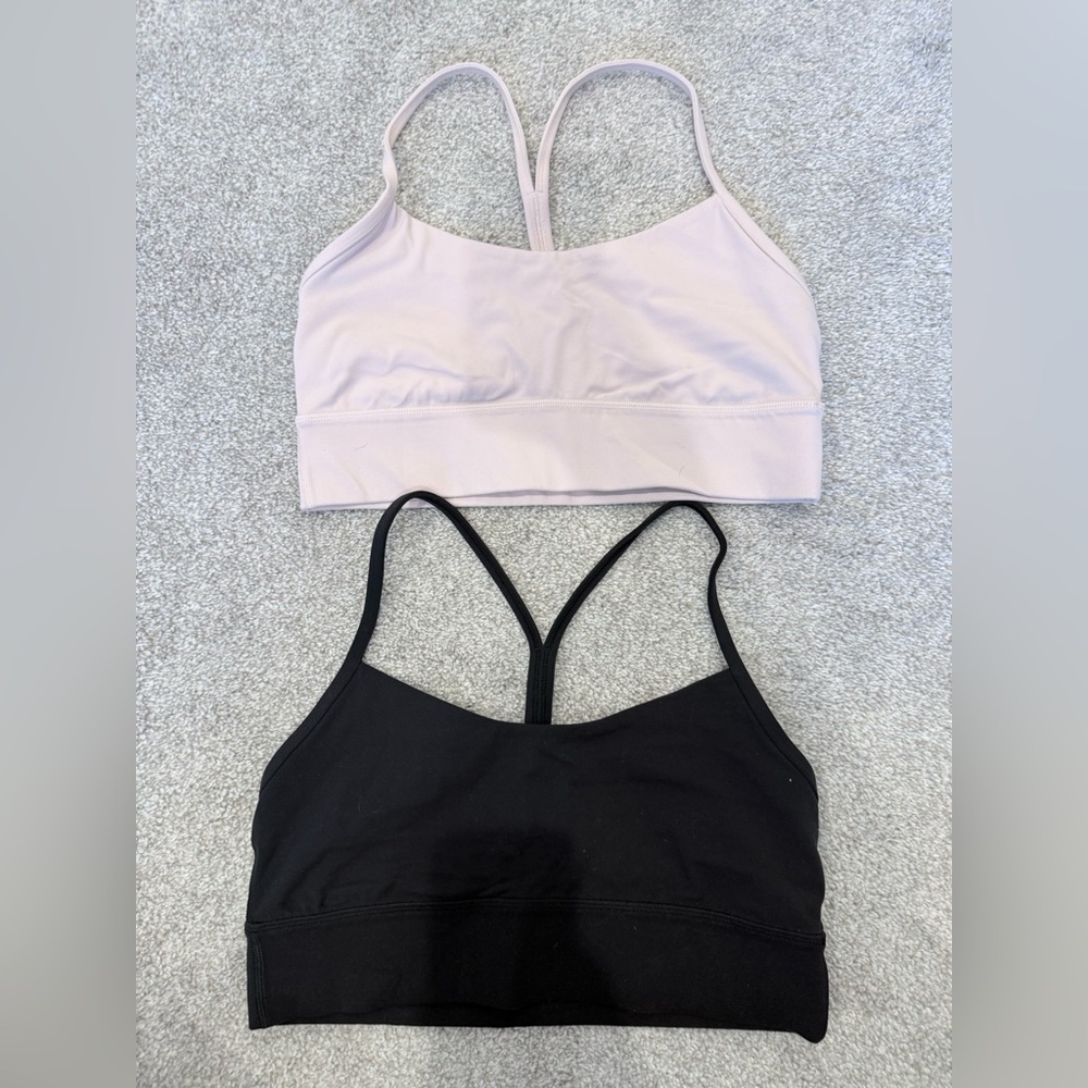 Lululemon Flow Y Long Line Bra - Pink and Black Sports Bras (Set of 2)